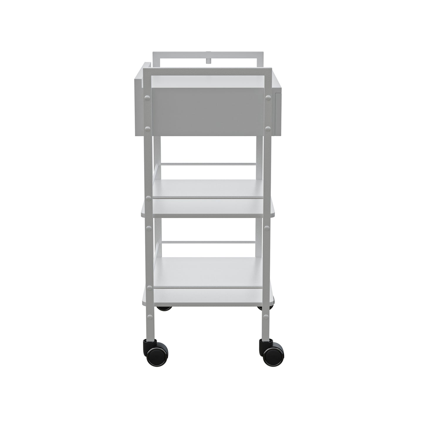 Spa Numa DANTE Beauty Trolley with Locking Drawer and 2 Wooden Shelves – Mobile White Metal Spa Cart with Magnifying Lamp Holder and Shelf Barriers