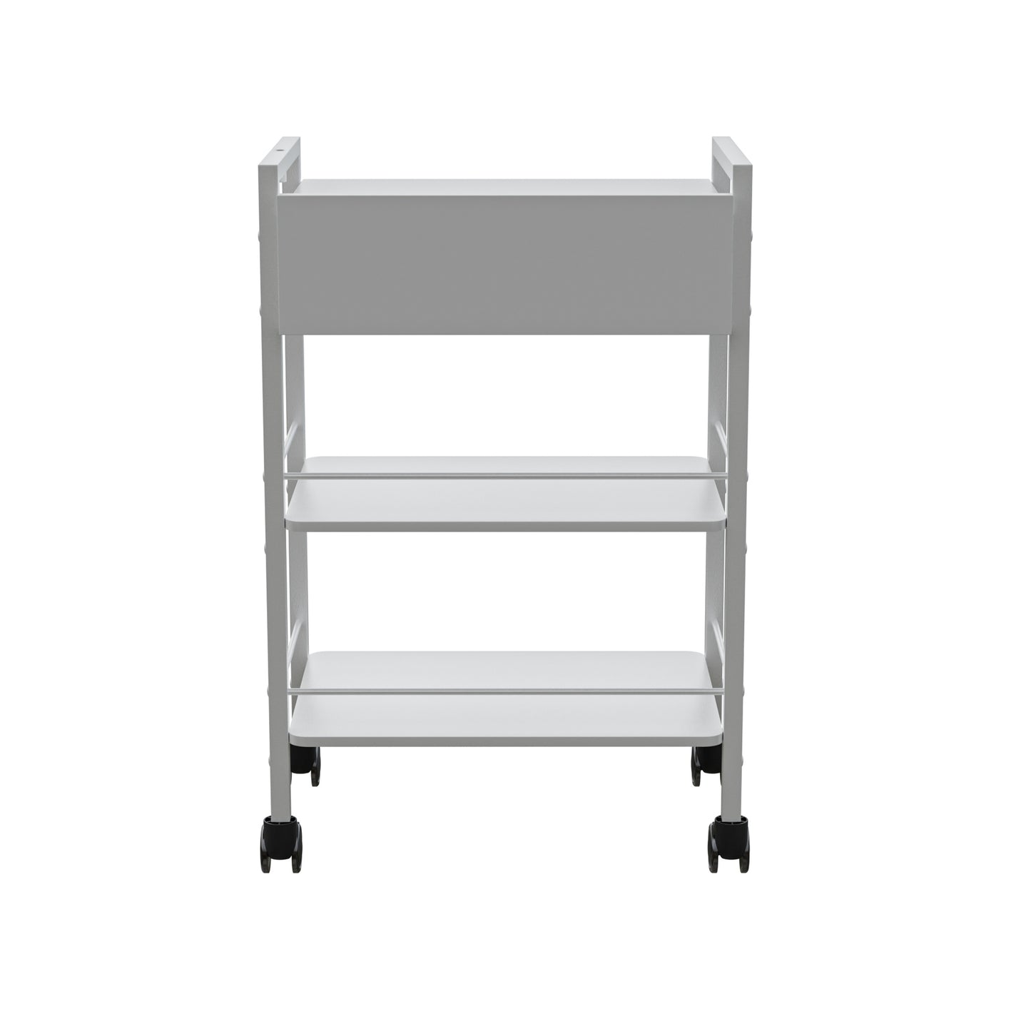 Spa Numa DANTE Beauty Trolley with Locking Drawer and 2 Wooden Shelves – Mobile White Metal Spa Cart with Magnifying Lamp Holder and Shelf Barriers