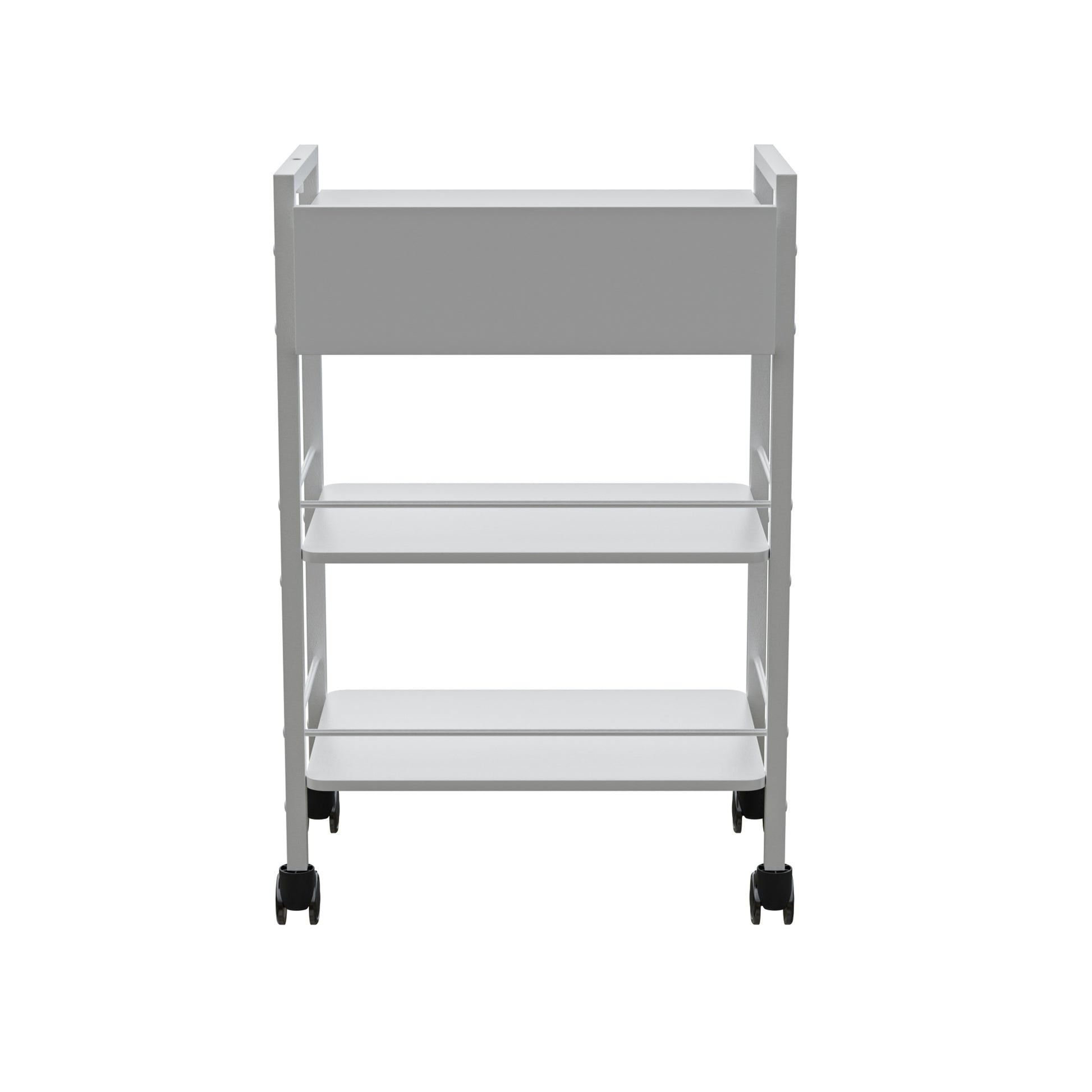 Spa Numa DANTE Beauty Trolley with Locking Drawer and 2 Wooden Shelves – Mobile White Metal Spa Cart with Magnifying Lamp Holder and Shelf Barriers
