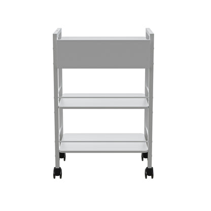 Spa Numa DANTE Beauty Trolley with Locking Drawer and 2 Wooden Shelves – Mobile White Metal Spa Cart with Magnifying Lamp Holder and Shelf Barriers