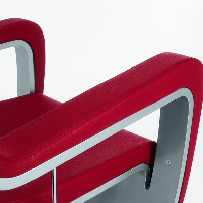 Contemporary barber chair with heavy-duty hydraulic base and Porsche design