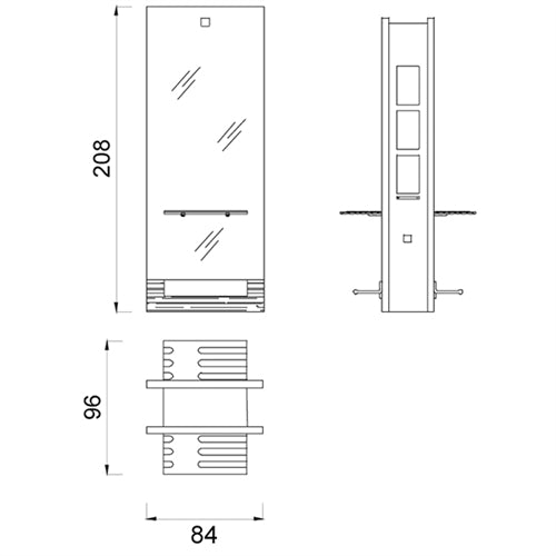 Edo Doppio Central Back-to-Back Styling Unit Drawing