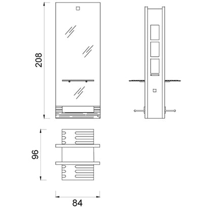 Edo Doppio Central Back-to-Back Styling Unit Drawing