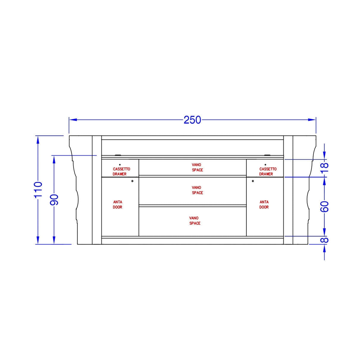Alzira Curva 250 Reception Desk by Gamma & Bross Spa - GNB-GCMW044CA-CURVA