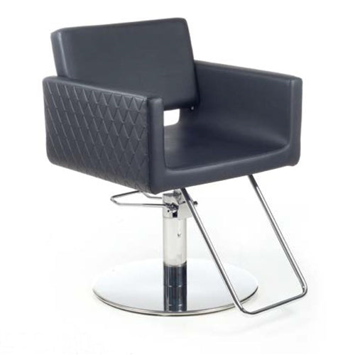 Comfortable quilted salon chair with swivel function