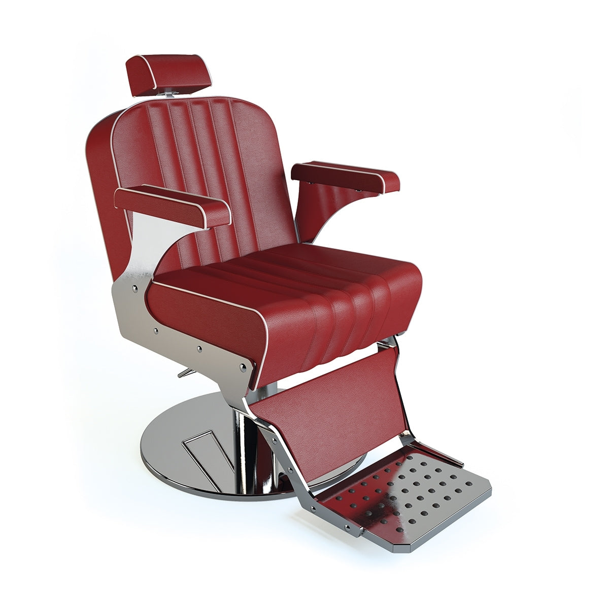 Luxury barber chair with tilting leg rest and lockable hydraulic pump