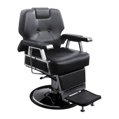 Barber Chair H-31307BKR in black leather upholstery for professional salons