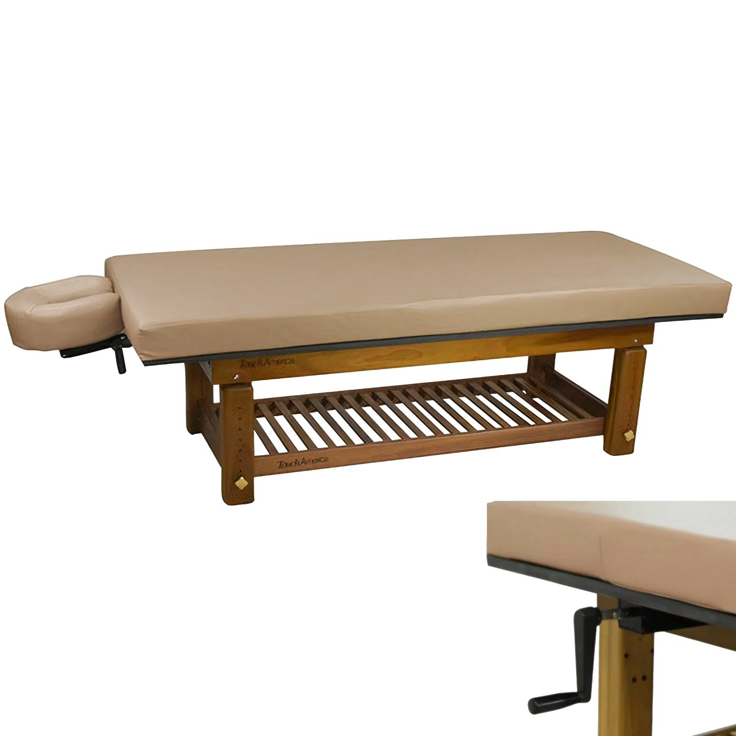 TouchAmerica Solterra teak massage table with premium craftsmanship for spa professionals