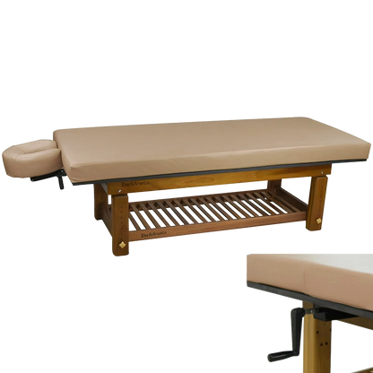 TouchAmerica Solterra teak massage table with premium craftsmanship for spa professionals