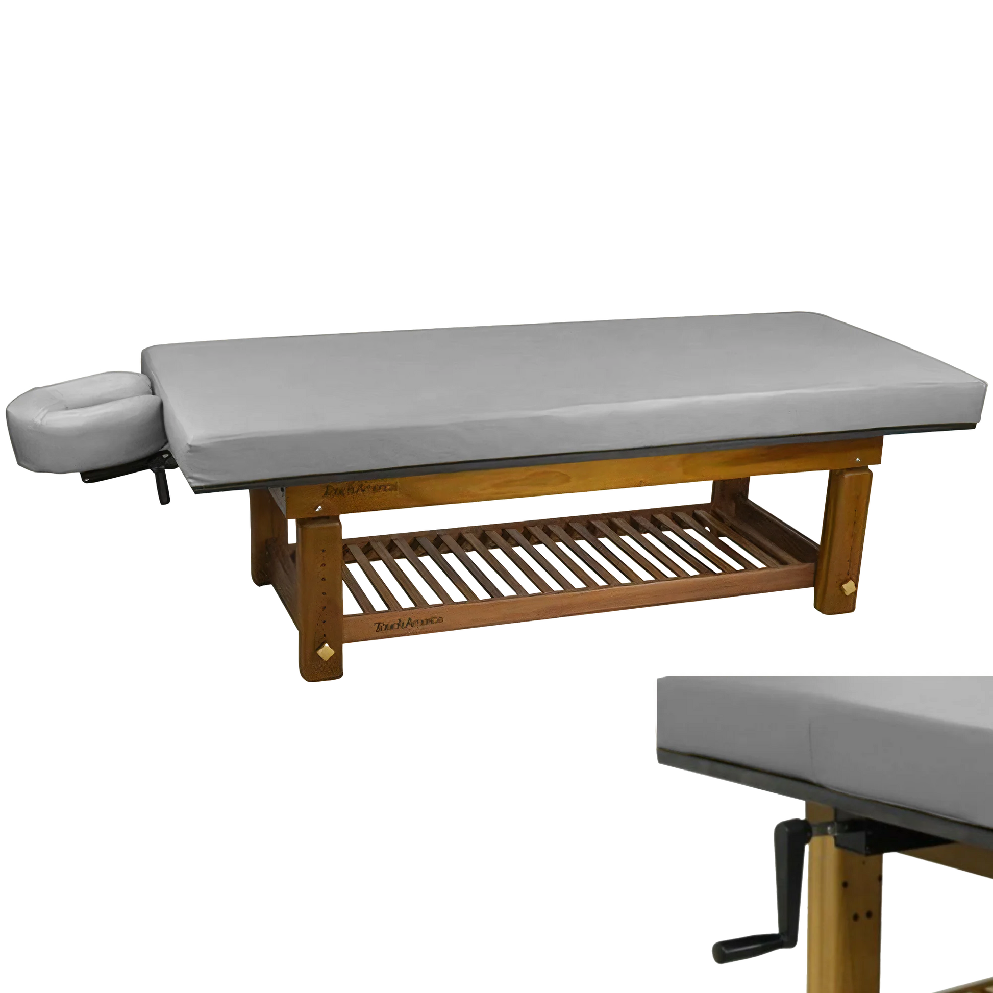 Sturdy teak massage table Solterra model designed by TouchAmerica for long-lasting durability
