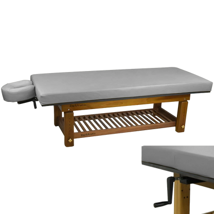 Sturdy teak massage table Solterra model designed by TouchAmerica for long-lasting durability