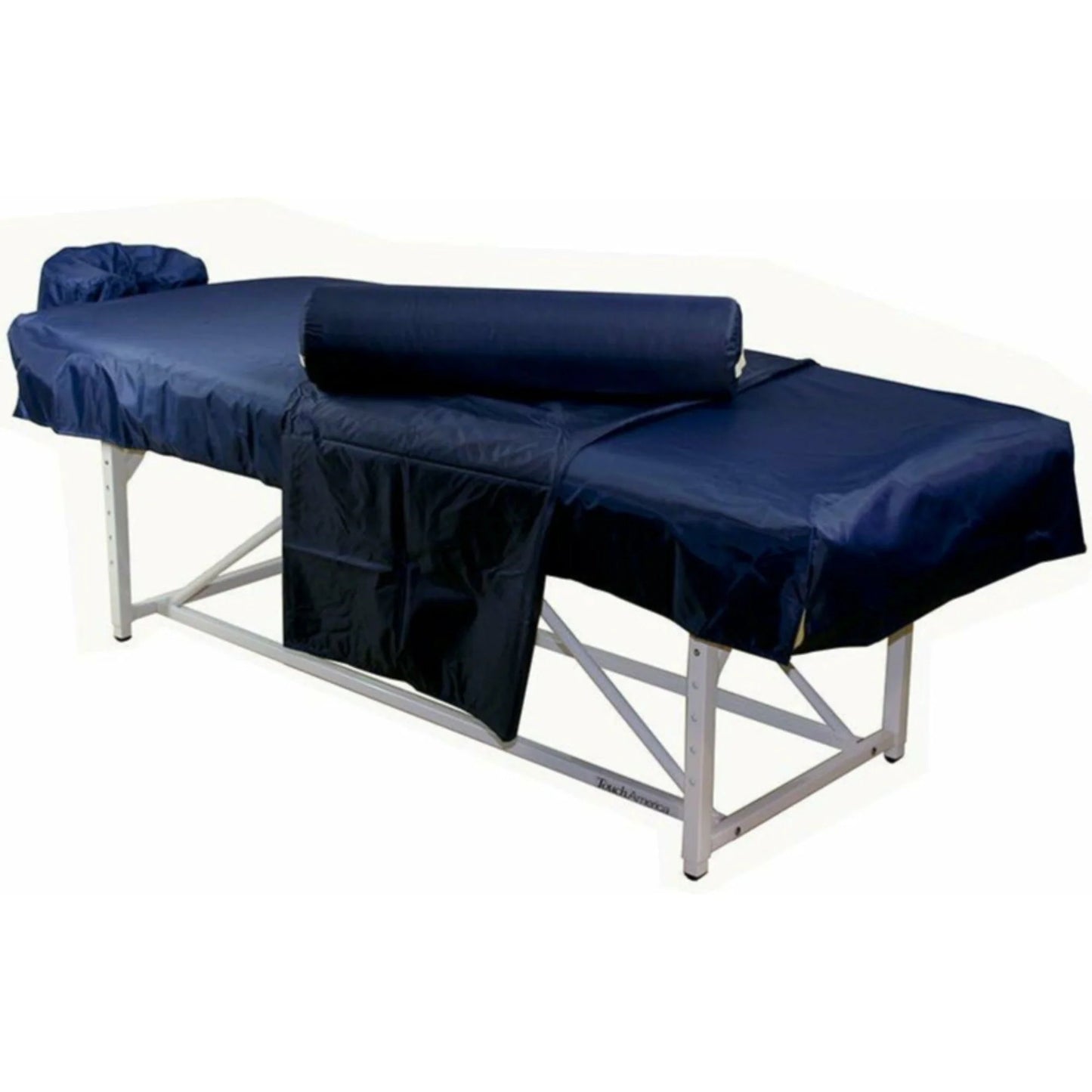 Durable blue wet drape for massage table face pillow
