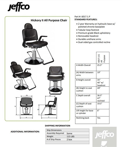 Jeffco Hickory II All-Purpose Chair - 6017