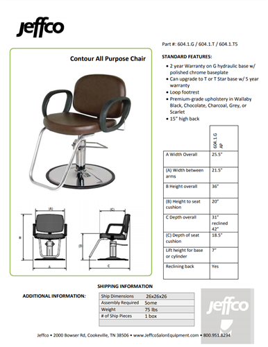 Jeffco Contour Hydraulic All-Purpose Chair