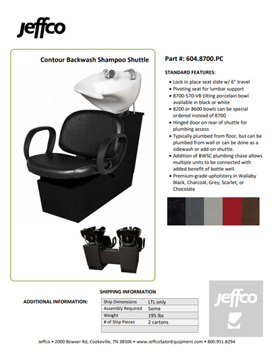 Jeffco Contour Backwash Shampoo System