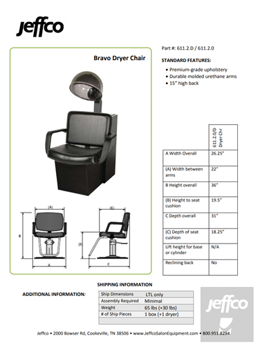 Jeffco Bravo Dryer Chair