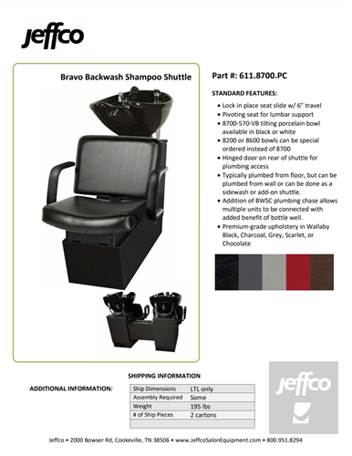 Jeffco Bravo Backwash Shampoo System