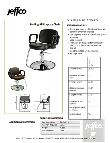 Jeffco Sterling II All-Purpose Hydraulic Chair