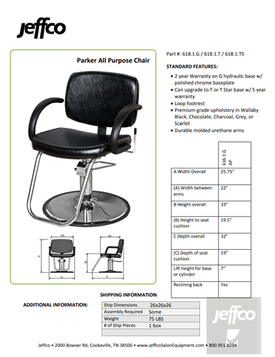 Jeffco Parker Hydraulic All-Purpose Chair