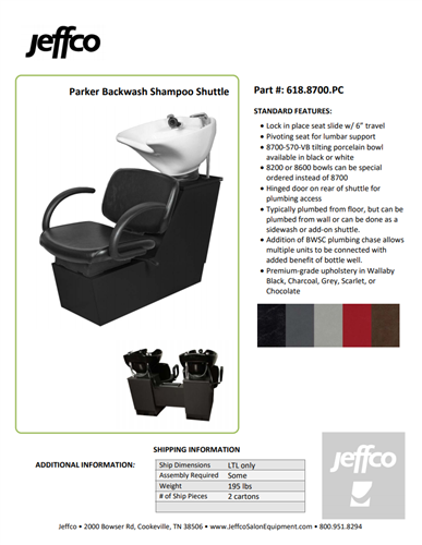 Jeffco Parker Backwash Shampoo System
