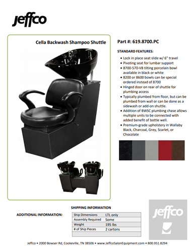Jeffco Cella Backwash Shampoo System
