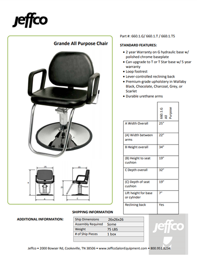 Jeffco Grande Hydraulic All-Purpose Chair