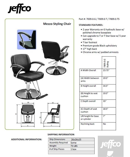 Jeffco Mezzo Styling Chair - 7009