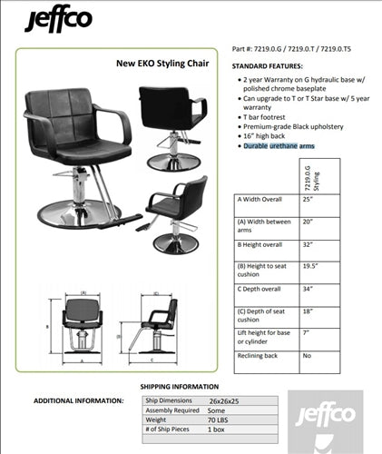 Jeffco New EKO Styling Chair - 7219