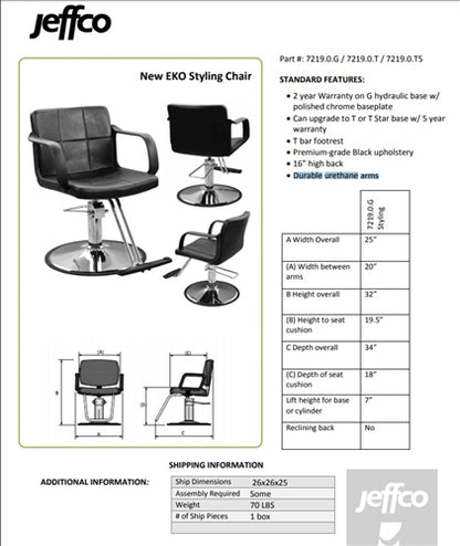 Jeffco New EKO Styling Chair - 7219