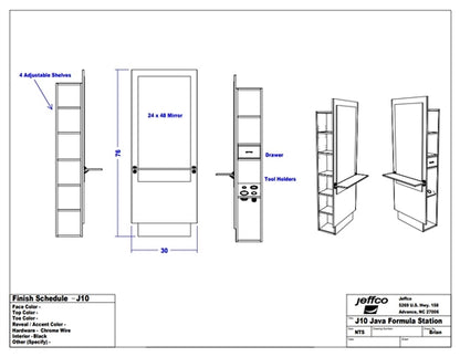Jeffco J10 Java Formula Styling Station w/ Mirror
