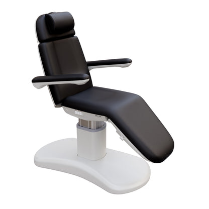 Spa Numa LUCENT 4 motor electric treatment chair with pedestal column base, vegan leather upholstery, Trendelenburg position, and adjustable armrests—ideal for facials, medspa services, and luxury salon treatments in compact spaces.
