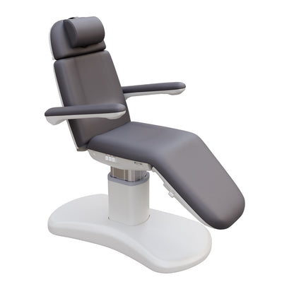 Spa Numa LUCENT 4 motor luxury electric treatment chair with pedestal base, Trendelenburg function, reversible armrests, and vegan leather upholstery—perfect for facials, medspa treatments, and compact spa rooms.