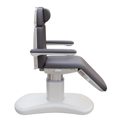 Spa Numa LUCENT 4 motor luxury electric treatment chair with pedestal base, Trendelenburg function, reversible armrests, and vegan leather upholstery—perfect for facials, medspa treatments, and compact spa rooms.