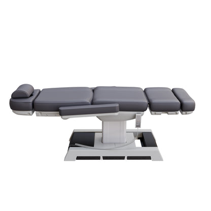 THE MEDICI heavy duty 4 motor medical grade electric pedestal treatment chair in dark gray or white – features memory remote, foot pedal controls, Trendelenburg tilt, removable armrests, and 450 lb. weight capacity for outpatient surgery and long medical procedures.