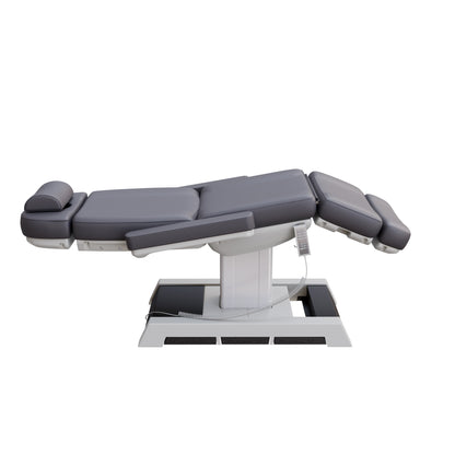 THE MEDICI heavy duty 4 motor medical grade electric pedestal treatment chair in dark gray or white – features memory remote, foot pedal controls, Trendelenburg tilt, removable armrests, and 450 lb. weight capacity for outpatient surgery and long medical procedures.