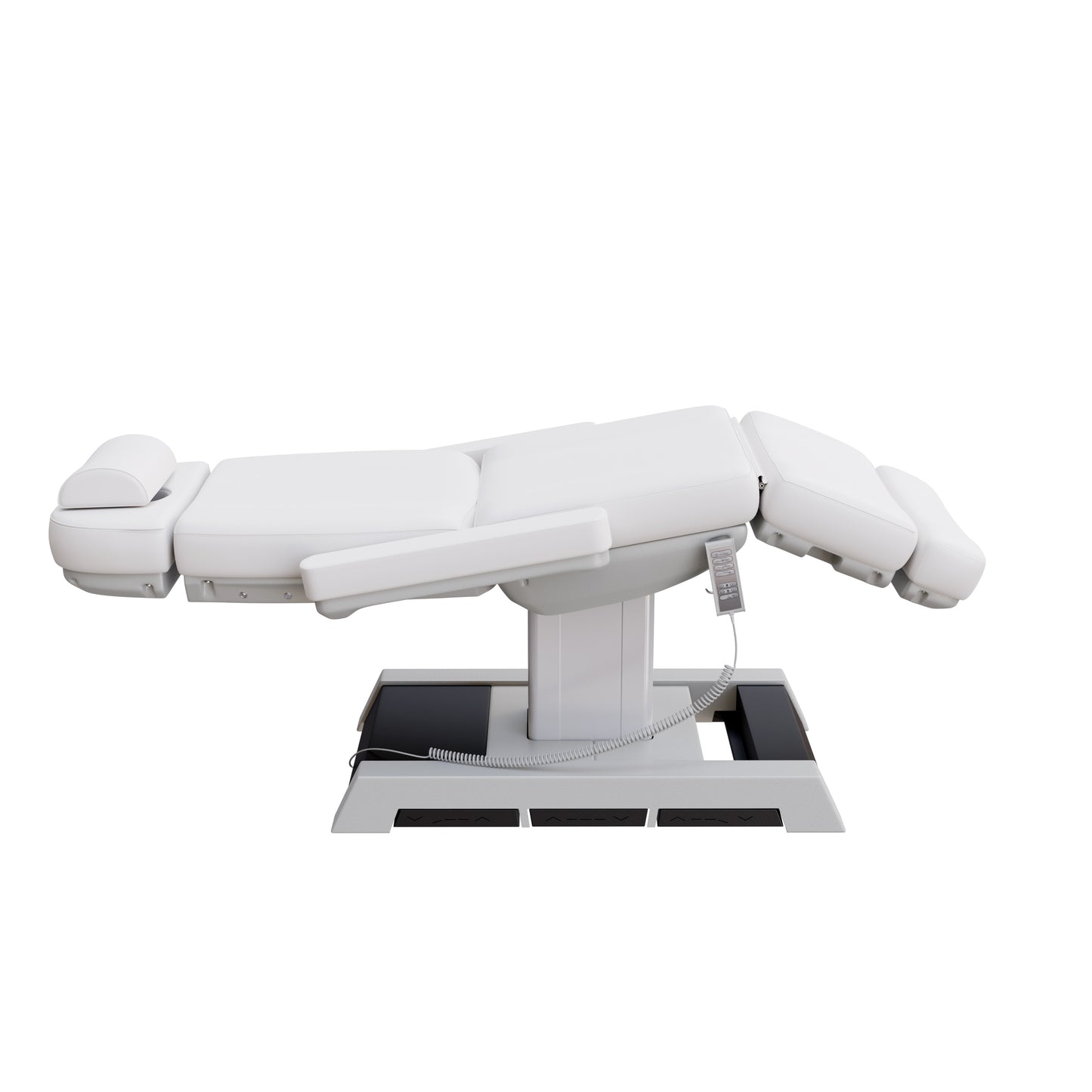 THE MEDICI heavy duty medical grade 4 motor electric treatment chair with memory remote and built-in foot pedals – adjustable height, backrest, footrest, and tilt with removable armrests, wide extendable headrest, and 450 lb. weight capacity for outpatient surgery and medical clinics.