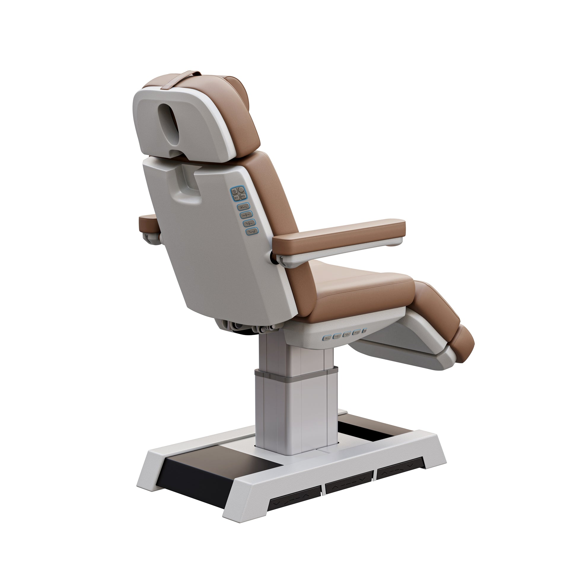 NEW MEDICI heavy duty medical grade 4 motor electric treatment chair with memory controls and LED-lit buttons – adjustable height, backrest, footrest, and tilt with removable armrests and wide extendable headrest – 450 lb. capacity for outpatient surgery and medical clinics.