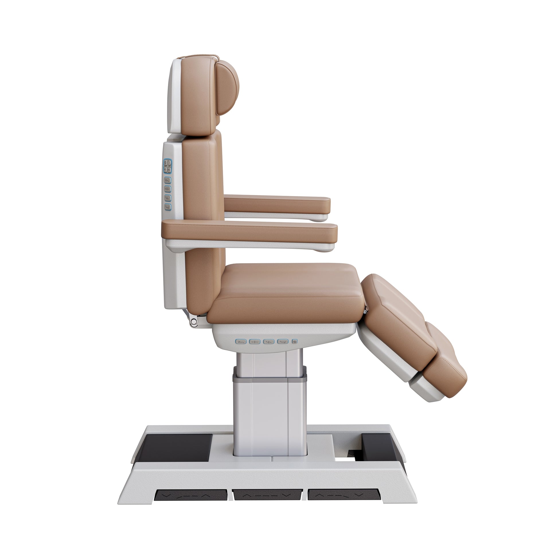NEW MEDICI heavy duty medical grade 4 motor electric treatment chair with memory controls and LED-lit buttons – adjustable height, backrest, footrest, and tilt with removable armrests and wide extendable headrest – 450 lb. capacity for outpatient surgery and medical clinics.
