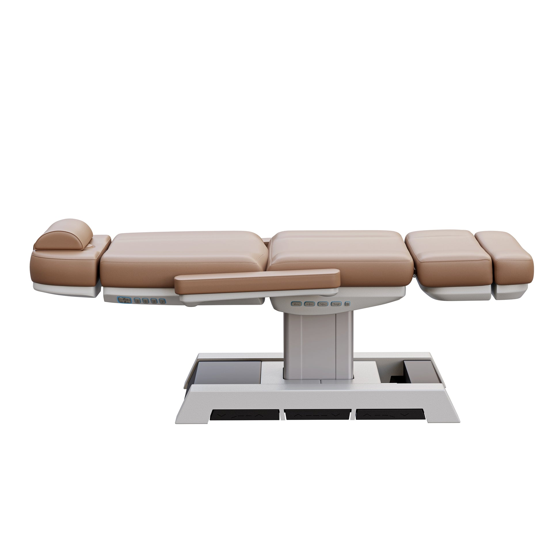 NEW MEDICI heavy duty medical grade 4 motor electric treatment chair with memory controls and LED-lit buttons – adjustable height, backrest, footrest, and tilt with removable armrests and wide extendable headrest – 450 lb. capacity for outpatient surgery and medical clinics.