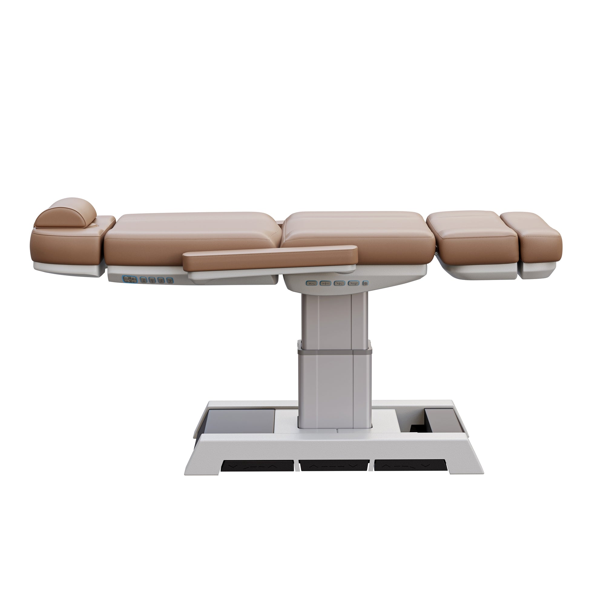 NEW MEDICI heavy duty medical grade 4 motor electric treatment chair with memory controls and LED-lit buttons – adjustable height, backrest, footrest, and tilt with removable armrests and wide extendable headrest – 450 lb. capacity for outpatient surgery and medical clinics.