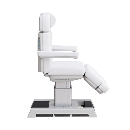 NEW MEDICI heavy duty medical grade 4 motor electric treatment chair with memory controls and LED-lit buttons – adjustable height, backrest, footrest, and tilt with removable armrests, wide headrest, and 450 lb. weight capacity for outpatient surgery and medical clinics.