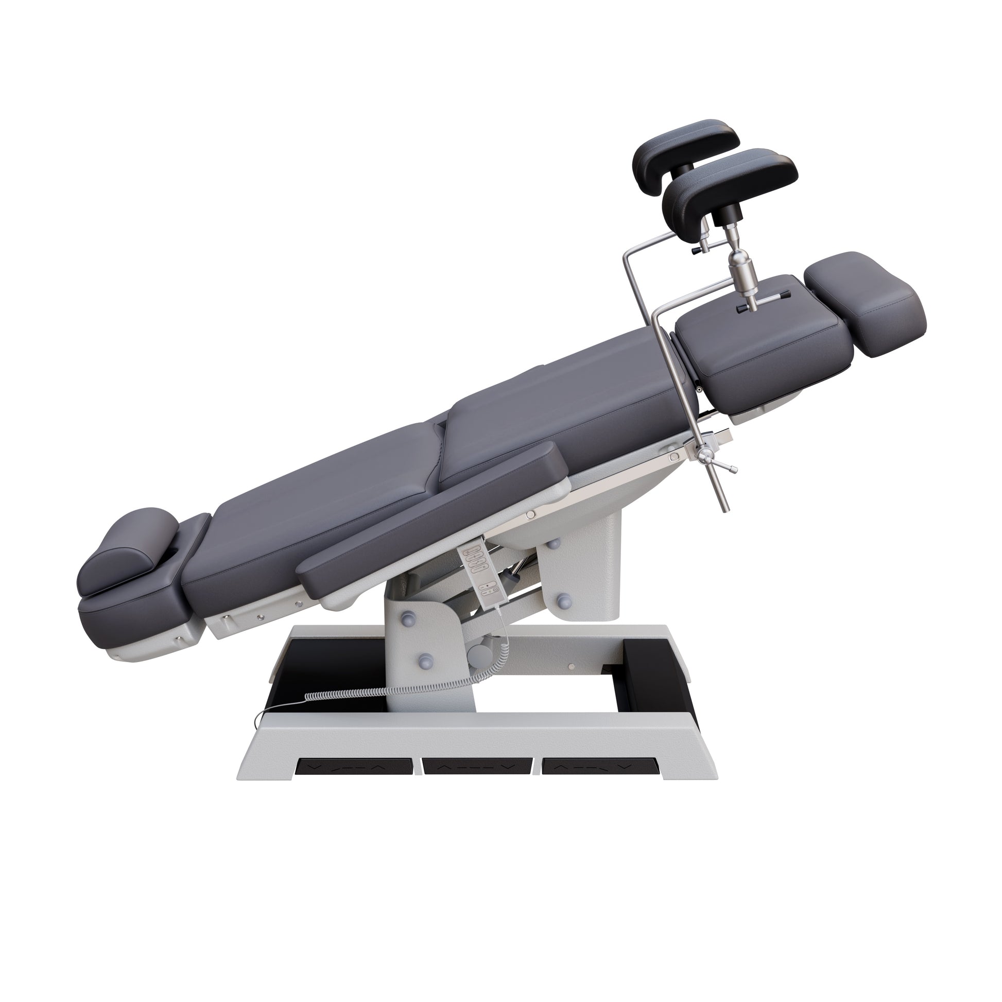 Fully electric Spa Numa MILANO OB-GYN chair with stirrups – 4 motor medical-grade treatment chair with adjustable height, tilt, backrest, and footrest, built-in foot pedals, and easy-to-clean vinyl for outpatient procedures.