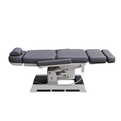 Spa Numa MILANO 4 motor medical-grade electric pedestal chair with built-in foot pedals – adjustable height, backrest, footrest, and tilt with removable armrests, vinyl upholstery, and reset function for clinical, spa, and wellness treatments.