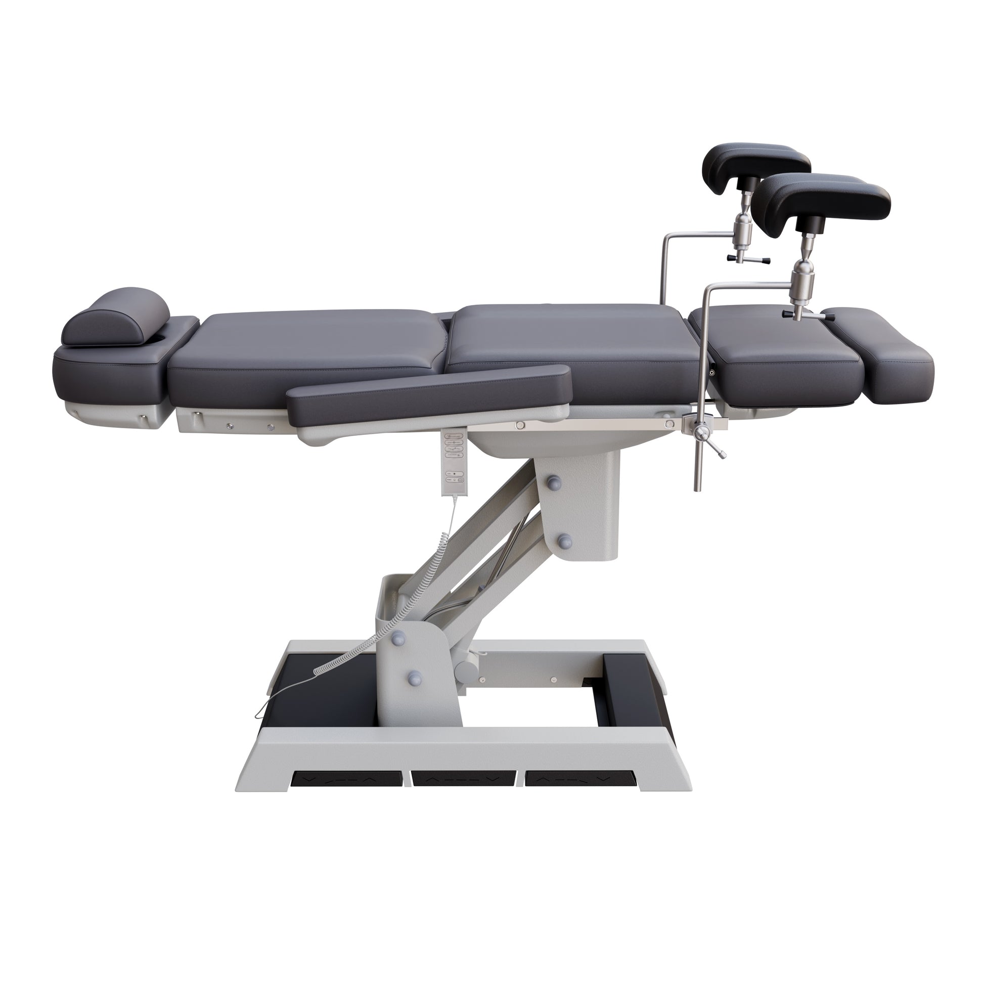 Fully electric Spa Numa MILANO OB-GYN chair with stirrups – 4 motor medical-grade treatment chair with adjustable height, tilt, backrest, and footrest, built-in foot pedals, and easy-to-clean vinyl for outpatient procedures.