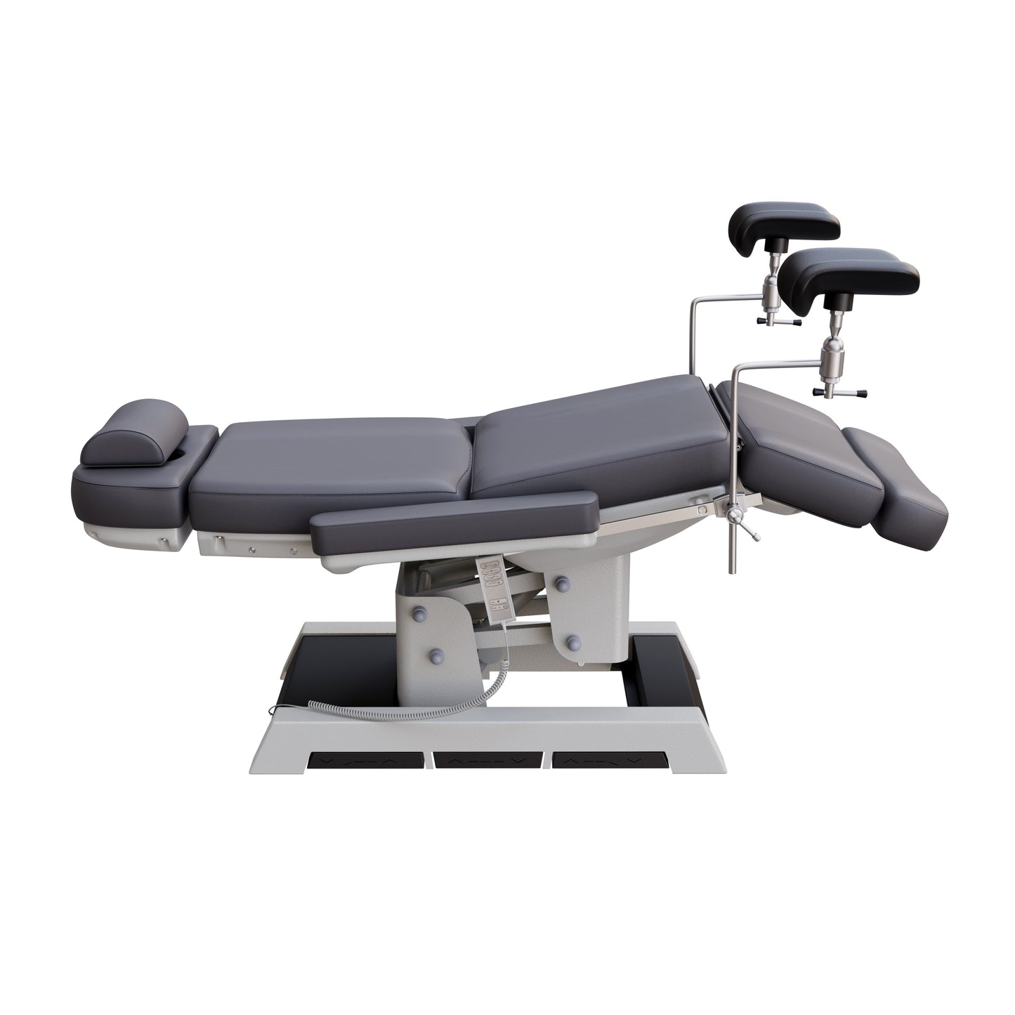Fully electric Spa Numa MILANO OB-GYN chair with stirrups – 4 motor medical-grade treatment chair with adjustable height, tilt, backrest, and footrest, built-in foot pedals, and easy-to-clean vinyl for outpatient procedures.