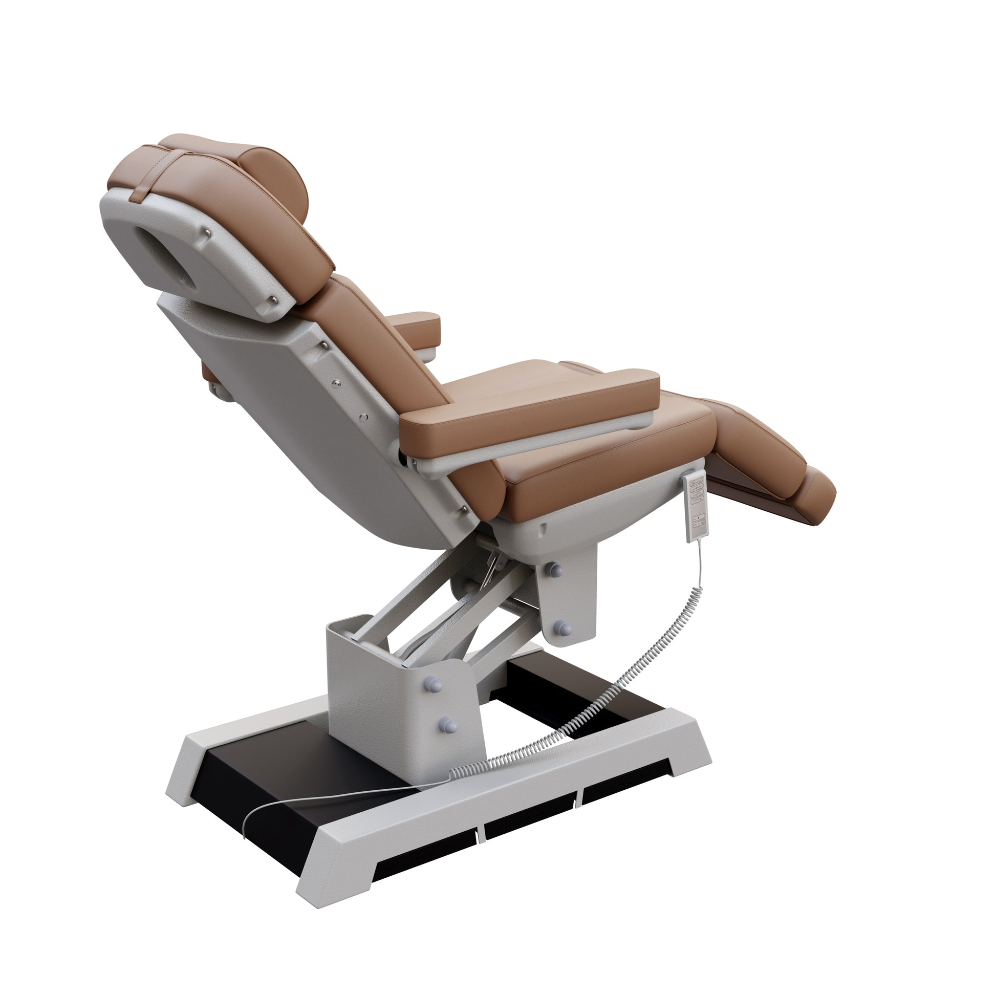 Spa Numa MILANO 4 motor medical-grade electric treatment chair with built-in foot pedal controls – adjustable height, backrest, footrest, and Trendelenburg tilt – removable armrests and high-capacity support for clinical and spa use.