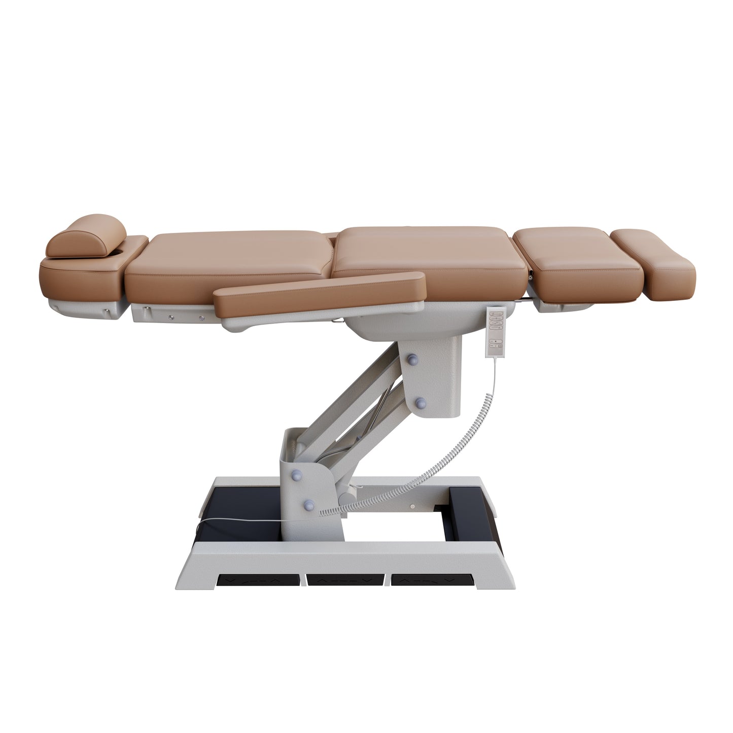 Spa Numa MILANO 4 motor medical-grade electric treatment chair with built-in foot pedal controls – adjustable height, backrest, footrest, and Trendelenburg tilt – removable armrests and high-capacity support for clinical and spa use.