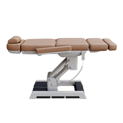 Spa Numa MILANO 4 motor medical-grade electric treatment chair with built-in foot pedal controls – adjustable height, backrest, footrest, and Trendelenburg tilt – removable armrests and high-capacity support for clinical and spa use.