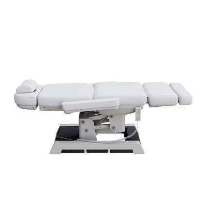 Spa Numa MILANO medical grade 4 motor electric pedestal chair with built-in foot controls – adjustable height, backrest, footrest, and tilt – removable armrests and face hole for spa, medical, and aesthetic treatments.