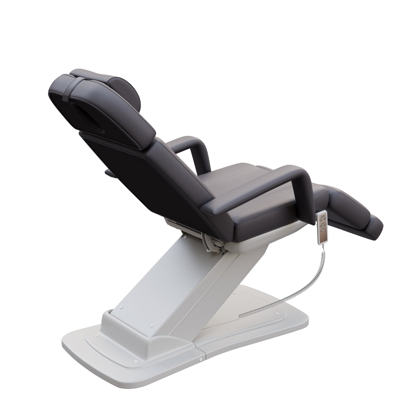 Spa Numa MINO luxury three motor electric treatment chair in white – adjustable height, backrest, and tilt with removable arms and face hole – ideal for medical, spa, and aesthetic procedures.
